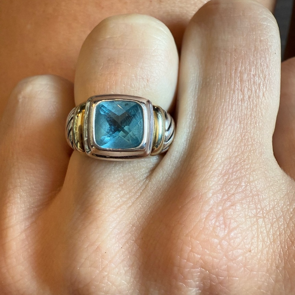 David Yurman Topaz Noblesse Silver and 14k Gold Ring size 6